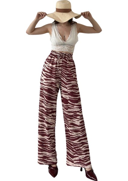 Desenli Belden Lastikli Pantolon - Kahve Desenli̇ fiyatları