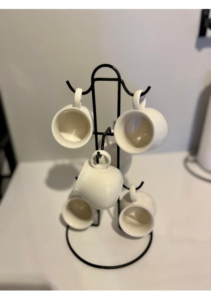 6'lı Fincan Askısı- Kahve Fincan Askı-Fincan Askılığı -Kupa Askısı-Fincanlık Dolap Içi Düzenleyici