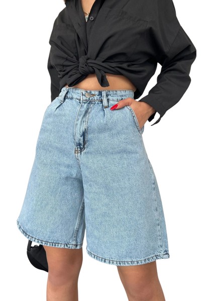 Rahat Kesim Denim Şort Çift Cepli fiyatları