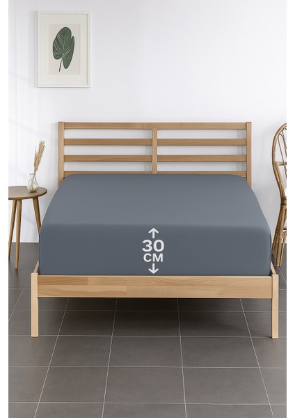 %100 Pamuklu Tek Ki̇şi̇li̇k Premi̇um Penye Çarşaf-Gri fiyatları