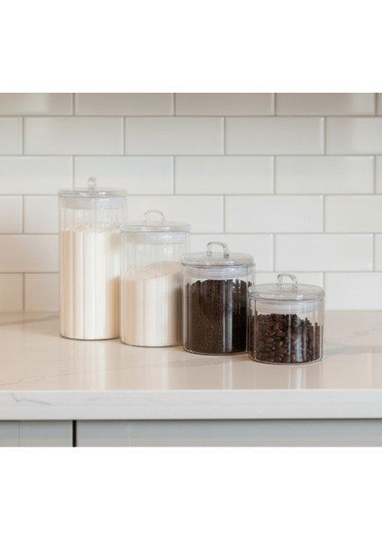 Minimalist Pantry Set 4'lü Borosilikat Cam Vakumlu Kapaklı Kavanoz Seti