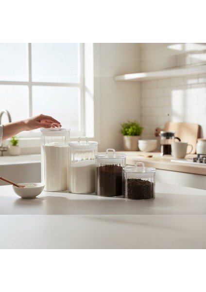 Minimalist Pantry Set 4'lü Borosilikat Cam Vakumlu Kapaklı Kavanoz Seti fiyatları
