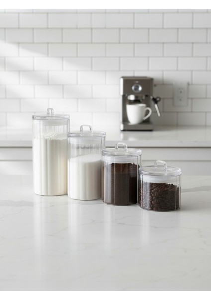 Minimalist Pantry Set 4'lü Borosilikat Cam Vakumlu Kapaklı Kavanoz Seti modelleri