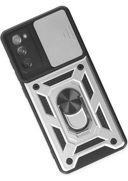 CPT83 Samsung Galaxy S20 Fe Kılıf Pars Lens Yüzüklü Silikon - Gümüş modelleri