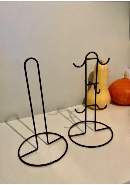 2'li Dekoratif Düzenleyici Set - Fincan Askılığı,fincanlık -Dik Kağıt Havluluk,tezgah Üstü Havluluk modelleri