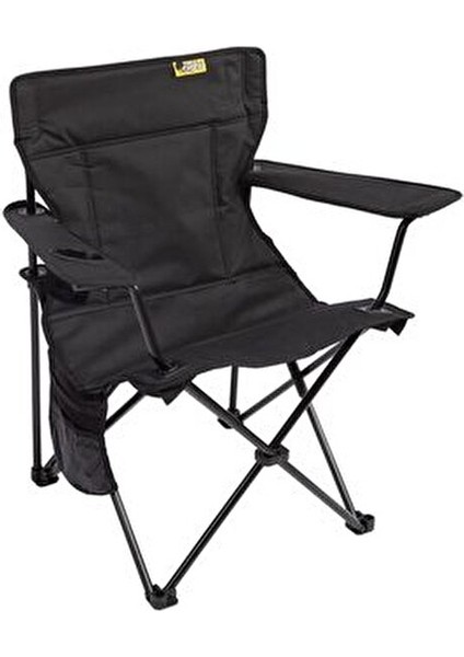 V2 Siyah Lüks Kamp Sandalyesi XL Katlanabilir PVC Kumaş ve Bardaklık Özellikli