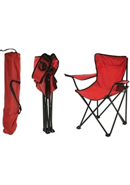 Rejisör Katlanır Kamp Sandalyesi Çantalı Piknik Plaj Balıkçı Kullanımı için Kırmızı