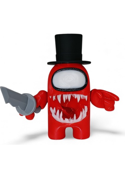 Among Us Kırmızı Impostor 10CM Karakter Figürü – Şapka, Kılıç ve Dişli Özel 3D Kollu Tasarım modelleri