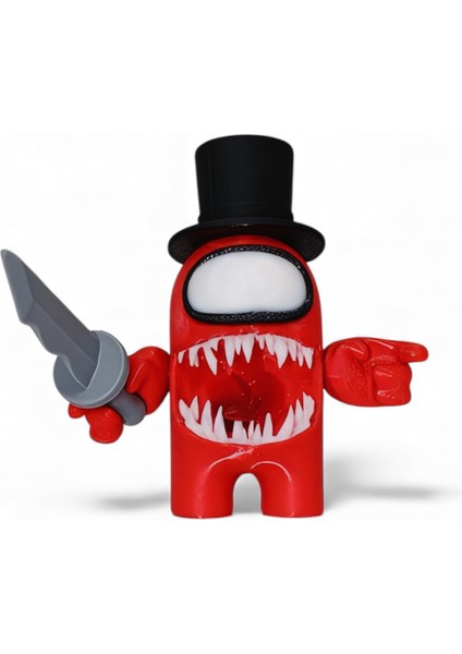 Among Us Kırmızı Impostor 10CM Karakter Figürü – Şapka, Kılıç ve Dişli Özel 3D Kollu Tasarım fırsatları