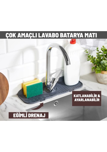 Çok Amaçlı Lavabo Matı Su Tutucu Musluk Matı Su Geçirmez Lavabo ve Musluk Mat