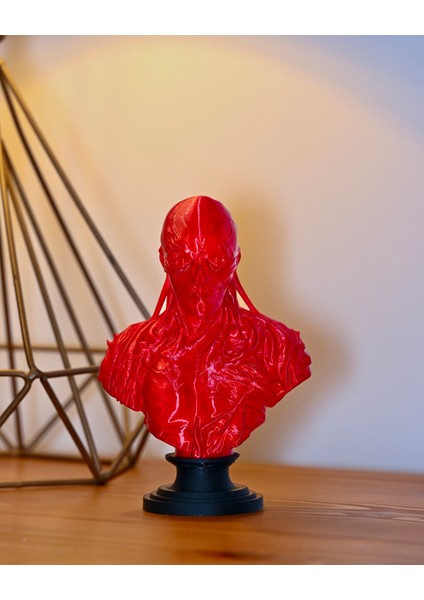 LED Işıklı Kan Kırmızı Vecna Büstü 19 cm – Stranger Things 3D Dekoratif Figür