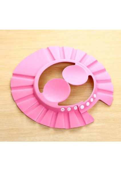 Bebek Banyo Şapkası Düğmeli Kulaklıklı Pembe ( Lisinya )