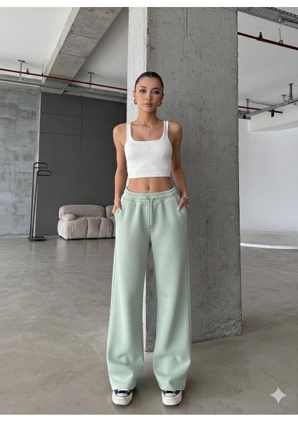 3 Iplik Şardonlu Oversize Eşofman Mint Yeşili