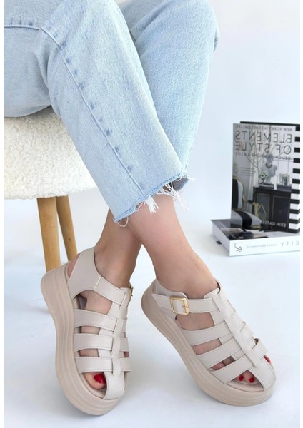 Toten Bej Cilt Kemerli Sandalet fiyatları