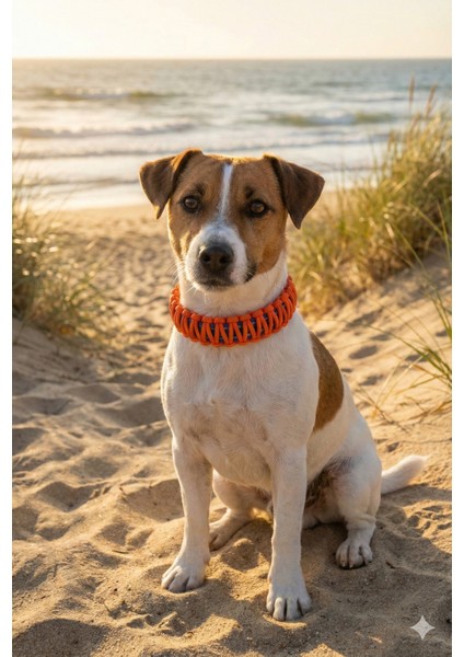 Zen Dog Paracord Örgü Dayanıklı Köpek Boyun Tasması – El Yapımı Güçlü Örgü Tasarım (Turuncu)-34 cm
