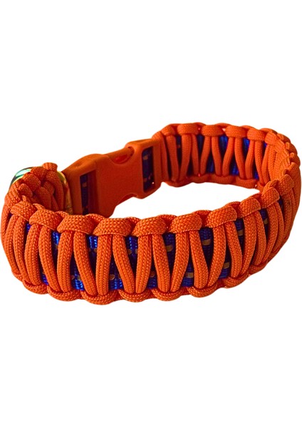 Zen Dog Paracord Örgü Dayanıklı Köpek Boyun Tasması – El Yapımı Güçlü Örgü Tasarım (Turuncu)-34 cm modelleri