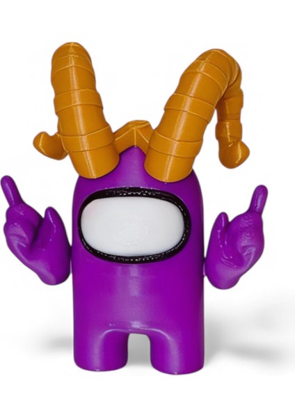 Among Us Mor Karakter Boynuzlu 10CM Kollu Figür – 3D Dekoratif Koleksiyonluk Obje fiyatları