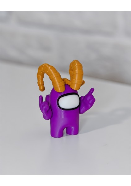Among Us Mor Karakter Boynuzlu 10CM Kollu Figür – 3D Dekoratif Koleksiyonluk Obje modelleri