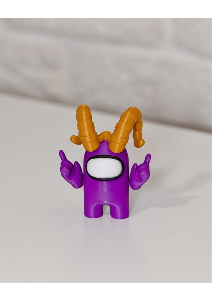 Among Us Mor Karakter Boynuzlu 10CM Kollu Figür – 3D Dekoratif Koleksiyonluk Obje fırsatları