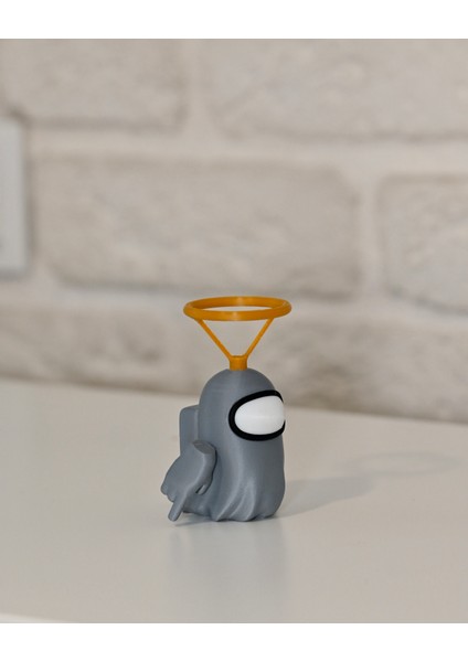 Among Us Gri Ghost Karakter 10CM Hayalet Figürü – Halo Taçlı Kollu 3D Dekoratif Koleksiyonluk Obje modelleri