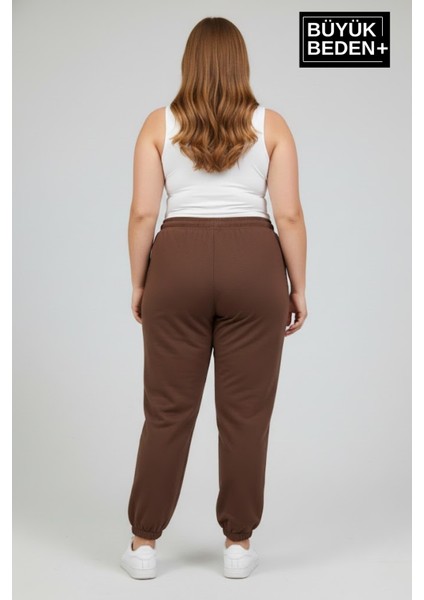 Kadın Büyük Beden Brooklyn Baskılı Paça Lastikli Jogger Ince Eşofman Altı SPR26BEAK951-2 modelleri