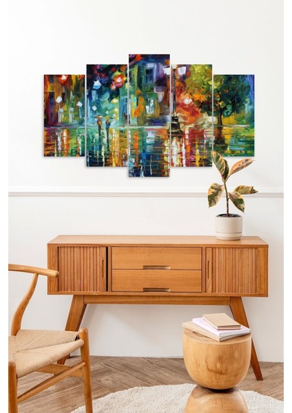 Sonbahar Yağmur Manzarası 5 Parçalı Mdf Tablo fiyatları