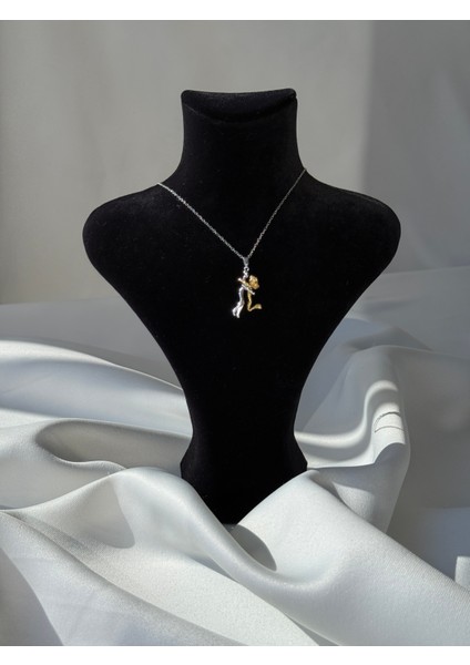 Çelik Sevgili Sarılan Kolye 45CM