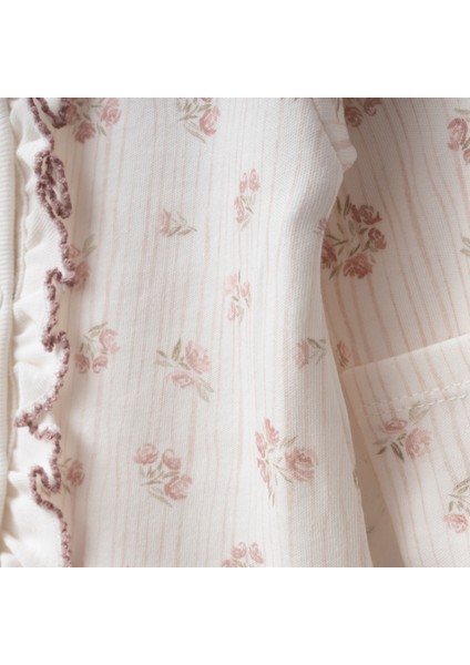 Fırfırlı Çiçek Desenli Kendinden Eldivenli Bebek Tulum Takım fiyatları