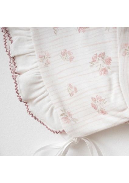 Fırfırlı Çiçek Desenli Kendinden Eldivenli Bebek Tulum Takım fırsatları