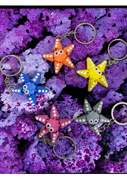 5’li Renkli Denizyıldızı Anahtarlık Seti – 3D Baskı Dayanıklı Anahtarlık – Sevimli Figür Anahtarlık Hediyelik
