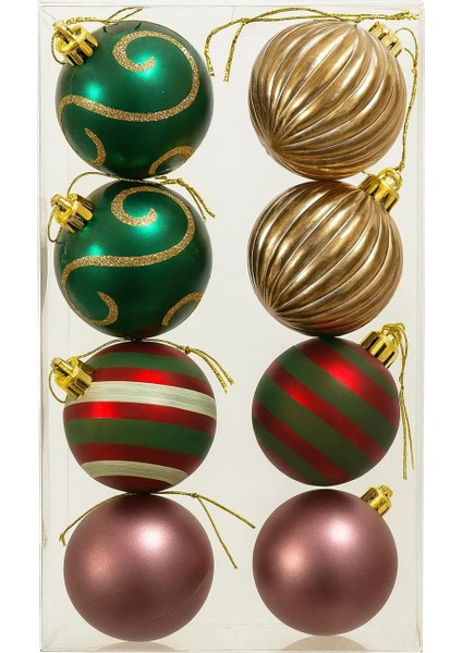 10 Adet Lüx Yılbaşı Ağacı Süsü Set Ağacı Süslemeleri Topları Topu Parti Asılı Top Yılbaşı Süsleri 6 cm 1