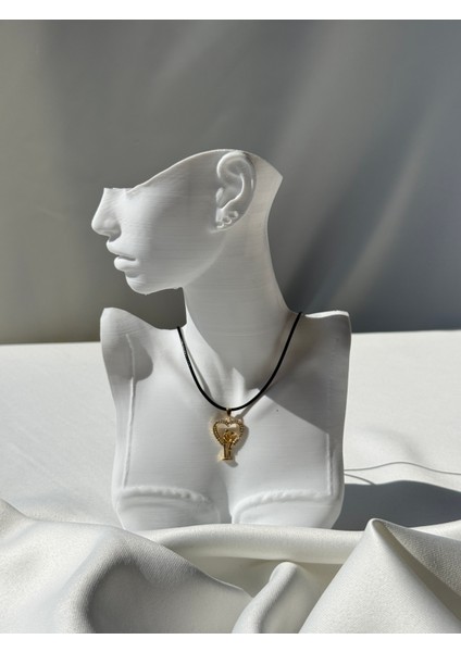 Çelik Sevgili Figür Kolye Gold Renk 45CM