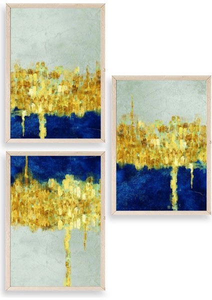 Ünlü Tablolar Üçlü Ahşap Çerçeveli Tablo