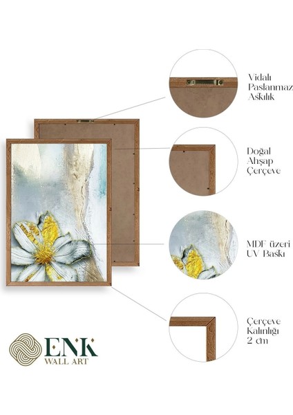 Çiçek Desenli Üçlü Ahşap Çerçeveli Tablo fırsatları