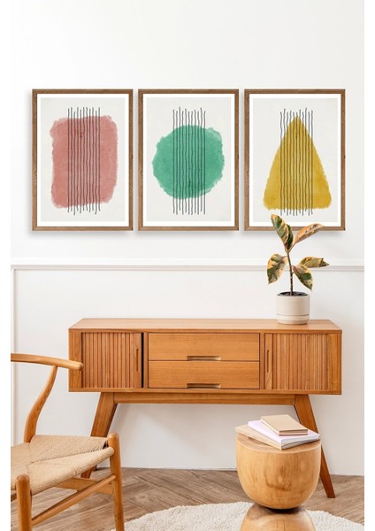 Şekiller Kare Üçgen Üçlü Ahşap Çerçeveli Tablo modelleri