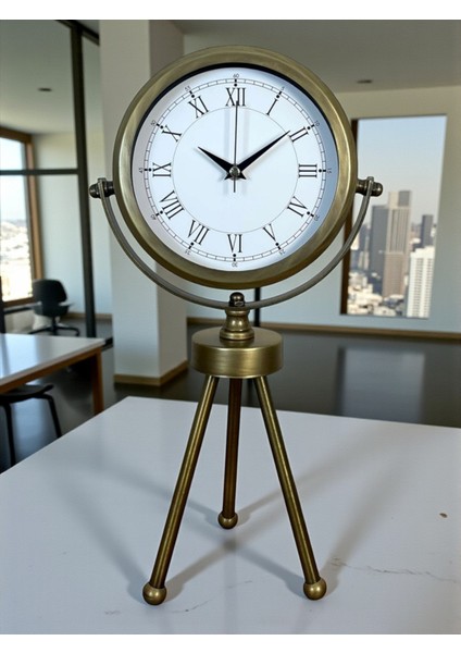 Zentime Eskitme Vintage Üç Ayaklı Masa Saati
