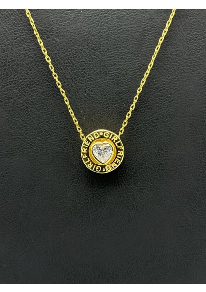 925 Ayar Gümüş Kalp Taşlı Çharm Kolye Kadın