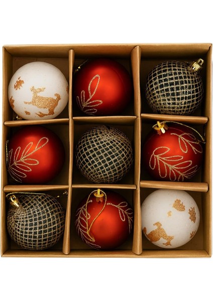 9 Adet Lüx Set Ağacı Süslemeleri Topları Topu Parti Asılı Top Yılbaşı Süsleri 6 cm