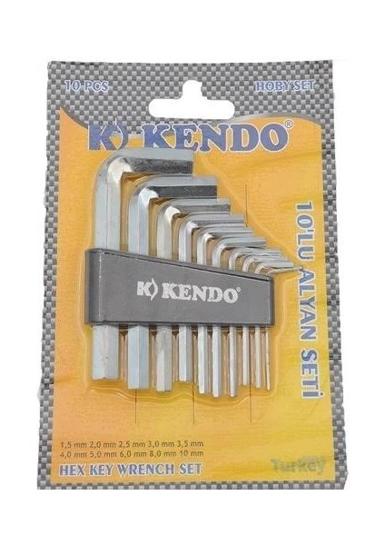 10 Parça Çelik Alyan Seti Kısa Düz Köşe Alyan Anahtar Takımı ( Lisinya ) modelleri