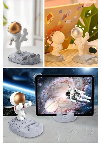 Mini Astronot Model Telefon ve Tablet Tutucu Standı ( Lisinya )