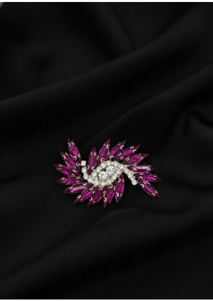 Geometrik Spiral Kristal Broş