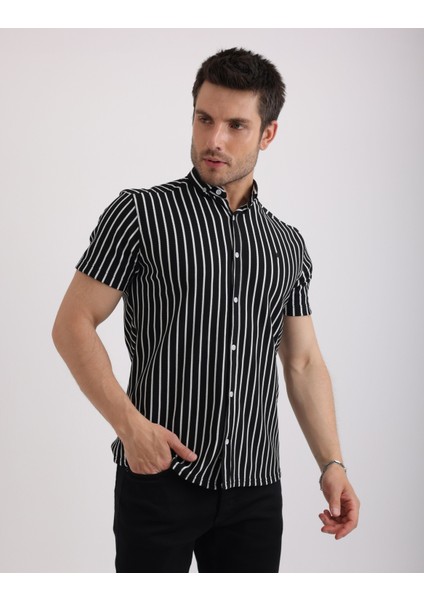Esnek Dokulu Waffle Çizgili Kumaş Günlük Erkek Gömlek fırsatları