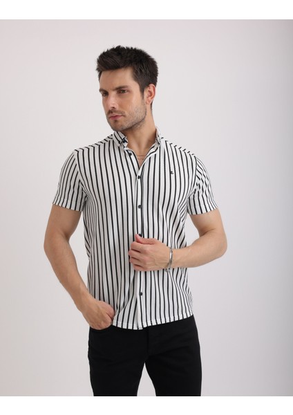 Esnek Dokulu Waffle Çizgili Kumaş Günlük Erkek Gömlek modelleri