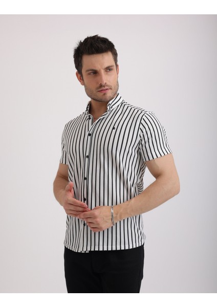 Esnek Dokulu Waffle Çizgili Kumaş Günlük Erkek Gömlek fırsatları
