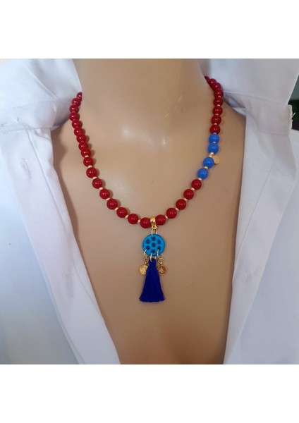 Taraftar Renkleri Doğal Taş Unisex Kolye Renk Seçenekli