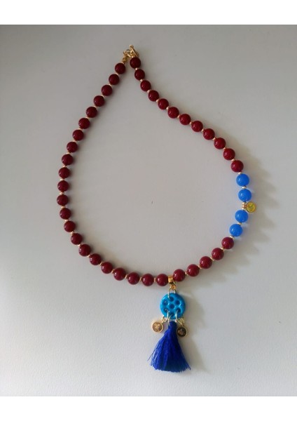 Taraftar Renkleri Doğal Taş Unisex Kolye Renk Seçenekli fiyatları