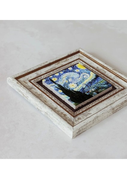 Vincent Van Gogh Starry Night Çerçeveli Taş Tablo , Çerçeveli Taş Duvar Dekoru fiyatları