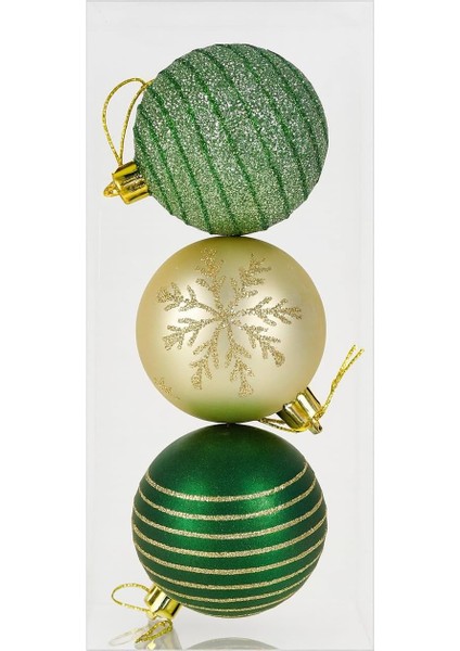 3 Adet Lüx Set Ağacı Süslemeleri Topları Topu Parti Asılı Top Yılbaşı Süsleri 6 cm