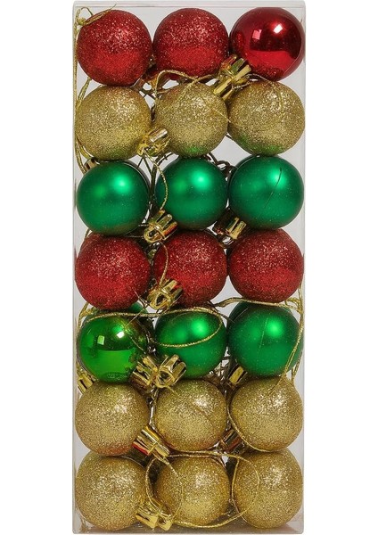 72 Adet Lüx Yılbaşı Ağacı Süsü Set Ağacı Süslemeleri Topları Topu Parti Asılı Top Yılbaşı Süsleri 3 cm (Karışık)