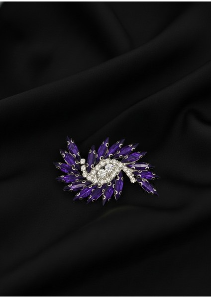 Geometrik Spiral Kristal Broş